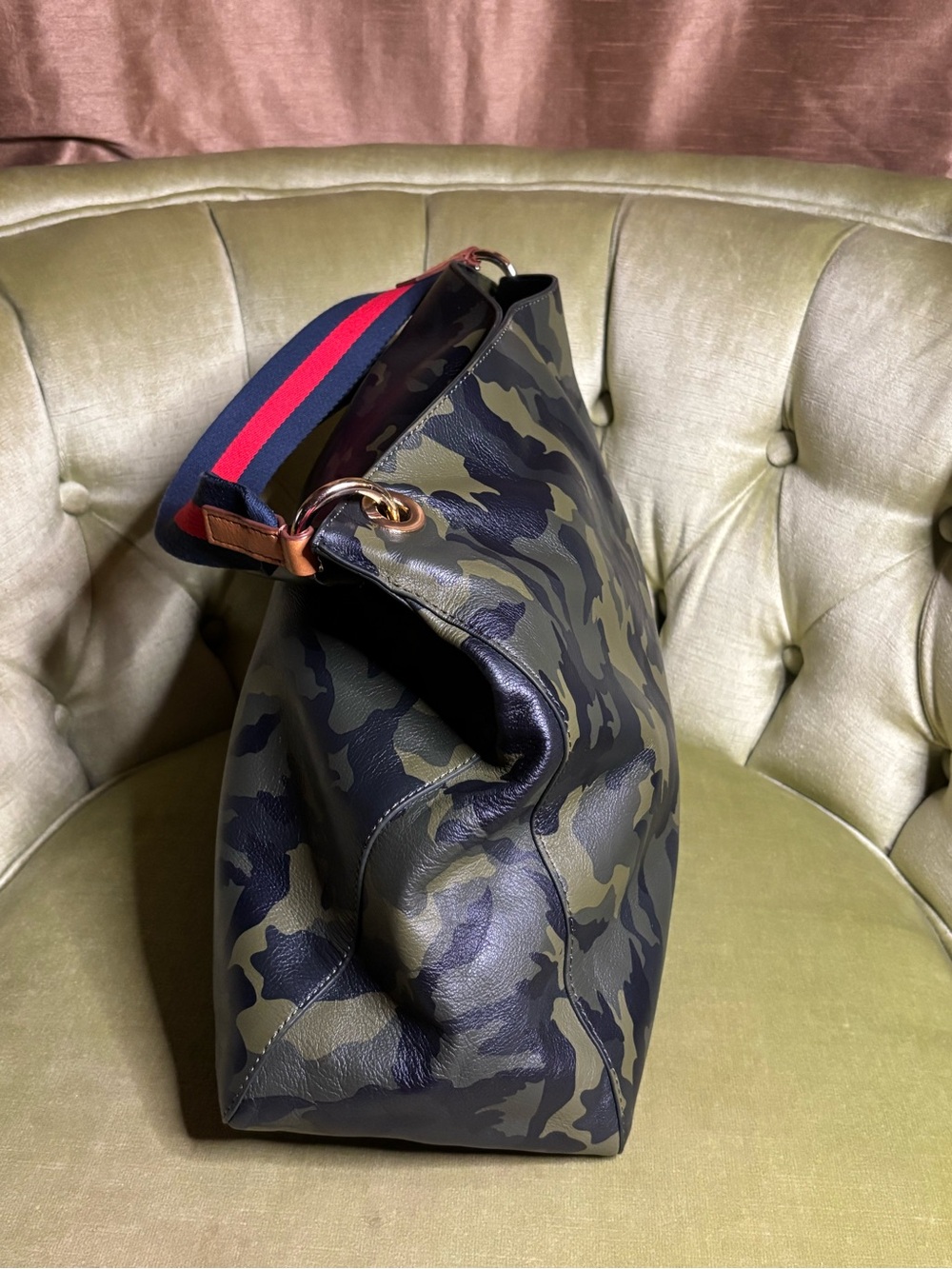 Mark and Graham Slouch Handbag Bag Purse Green /Brown Camouflage - Picture 6 of 14